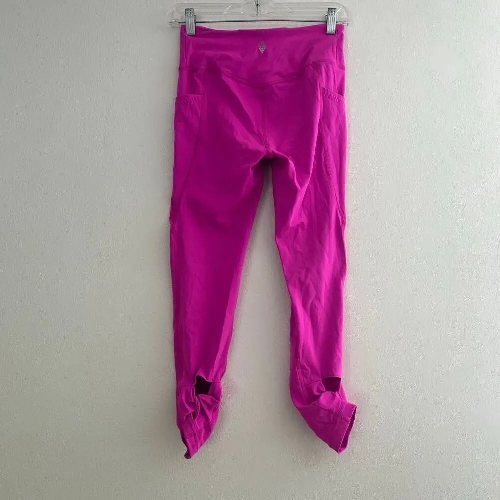 Free People Movement Pink Stirrup Leggings High Rise Pocket Yoga Pants